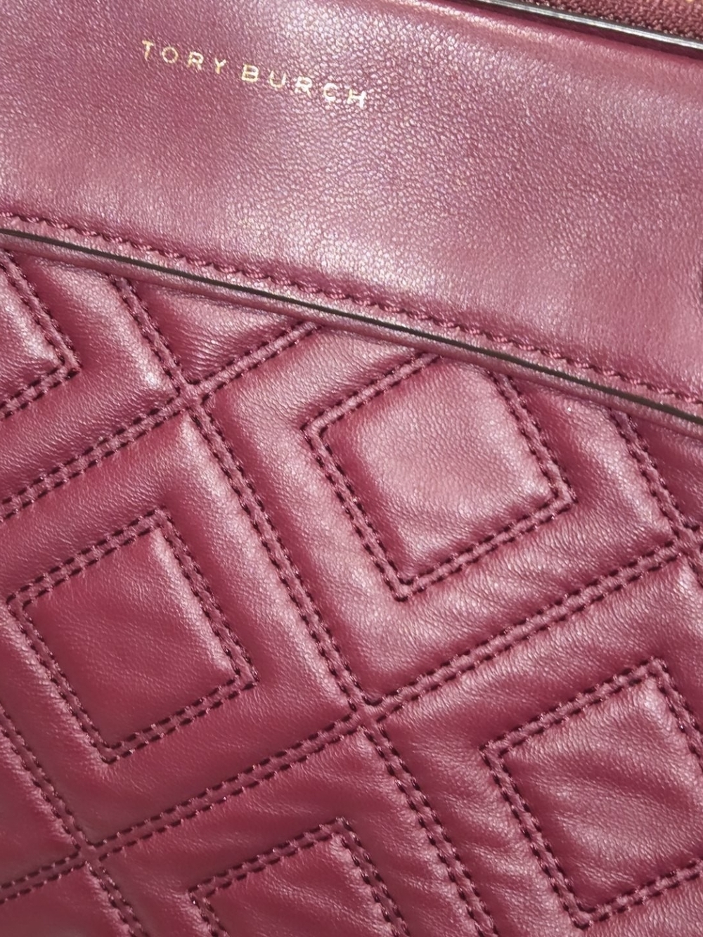 Tory Burch Quilted Leather Shoulder Tote in Burgundy - Picture 5 of 17